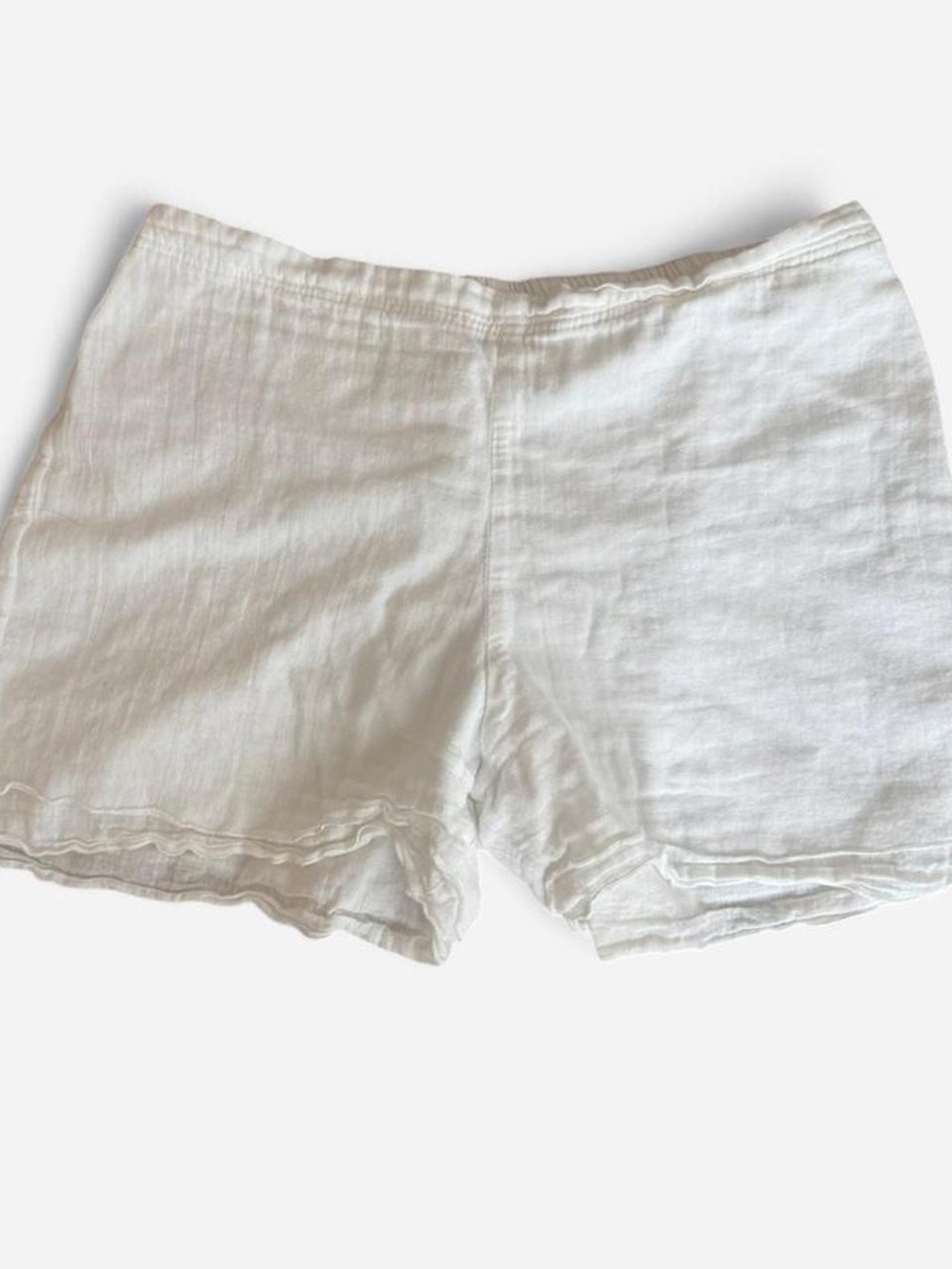 Women's White Cotton Linen Casual Shorts